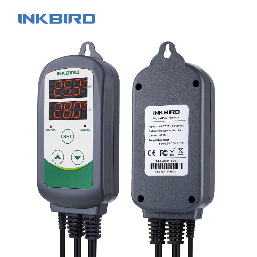 Inkbird ITC-308 jusqu'à 2,000W(220V) régulateur de température à double relais de chauffage et de refroidissement pour appareils électriques à domicile