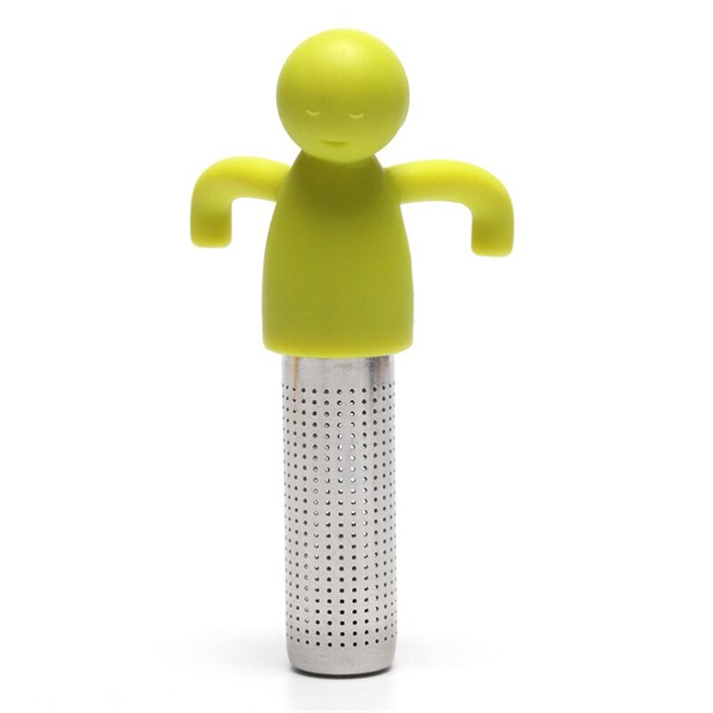 Silicone Human-Vormige Theezeefje Rvs 304 Thee Lek Fda Siliconen Thee Maker Herbruikbare Thee-ei Thee filter: green