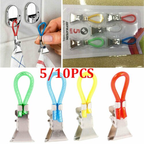 5 stuks theedoek ophangklemmen, clips, haken, lussen, handdoekhangers, multifunctionele wasknijpers, clips