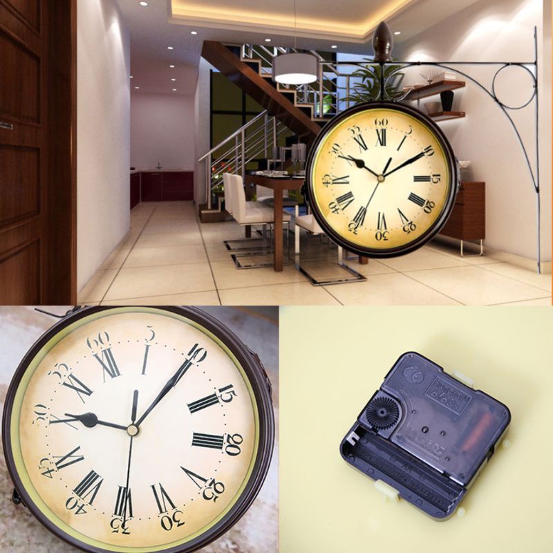 Reloj de pared de doble cara de estilo europeo, relojes clásicos creativos, Monochrom