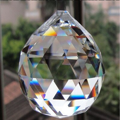 Bola de luz de diamante hecha a mano para decoración del hogar, Prisma de cristal facetado de 30mm, piedras de vidrio y minerales, bolas tipo gota de iluminación: Default Title