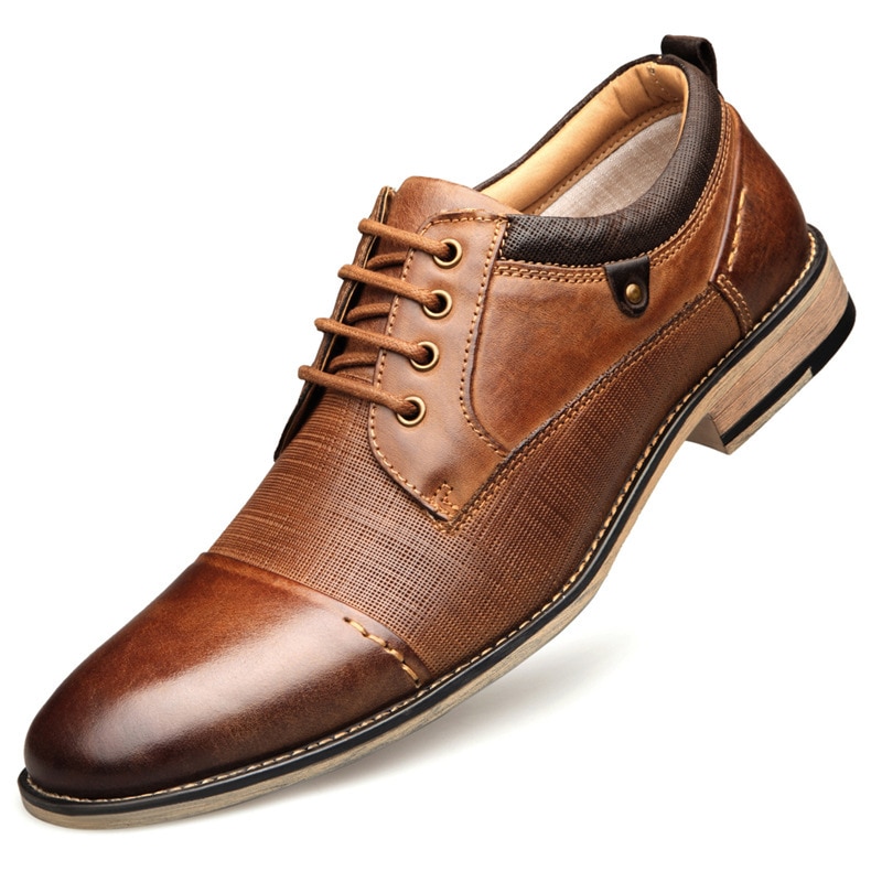 Mazefeng hommes en cuir chaussures formelles à lacets chaussures habillées Oxfords chaussures rétro travail chaussures hommes chaussures habillées