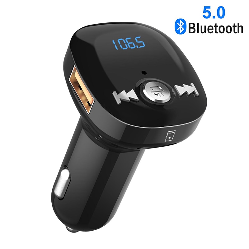 Auto Fm Modulator Bluetooth 5.0 Handsfree Fm-zender Dual Usb Qc 3.0 Fast Charging Oplader Auto Muziekspeler adapter