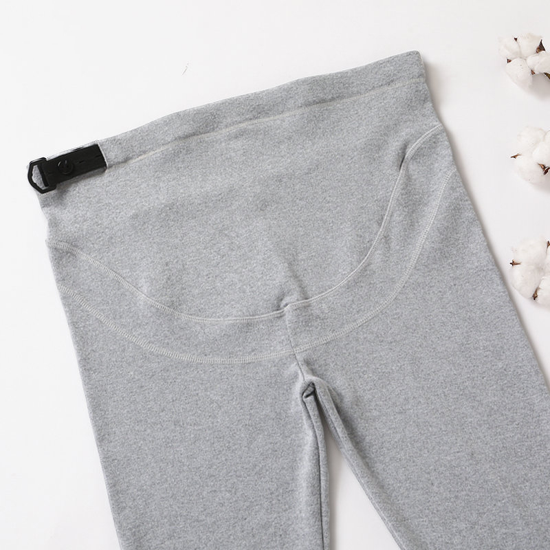 Höst vinter smal gravid legging mage legging för gravida kvinnor graviditet pennbyxor bomull: Ljusgrått / Xl