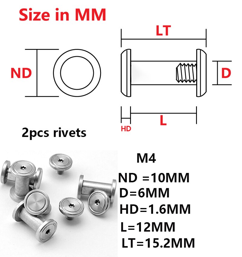 2 stücke Messer griff nieten schrauben Spindel schraube Torx DIY messer welle axt Messer produzieren Zubehör: K