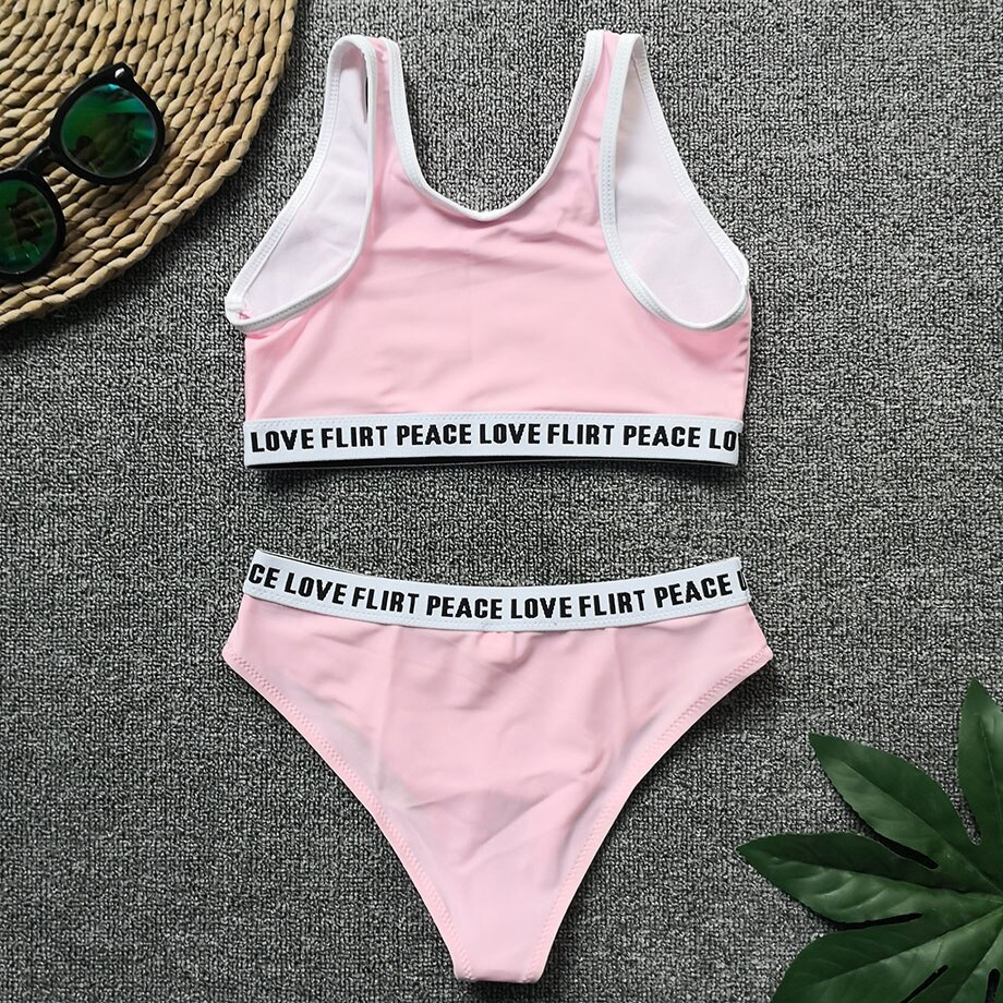 6-10 Years Girl Swimsuit Kids Two Piece Children's Swimwear Letter Print Girl Bathing Suit Sport Swimming Suit Girls Beachwear