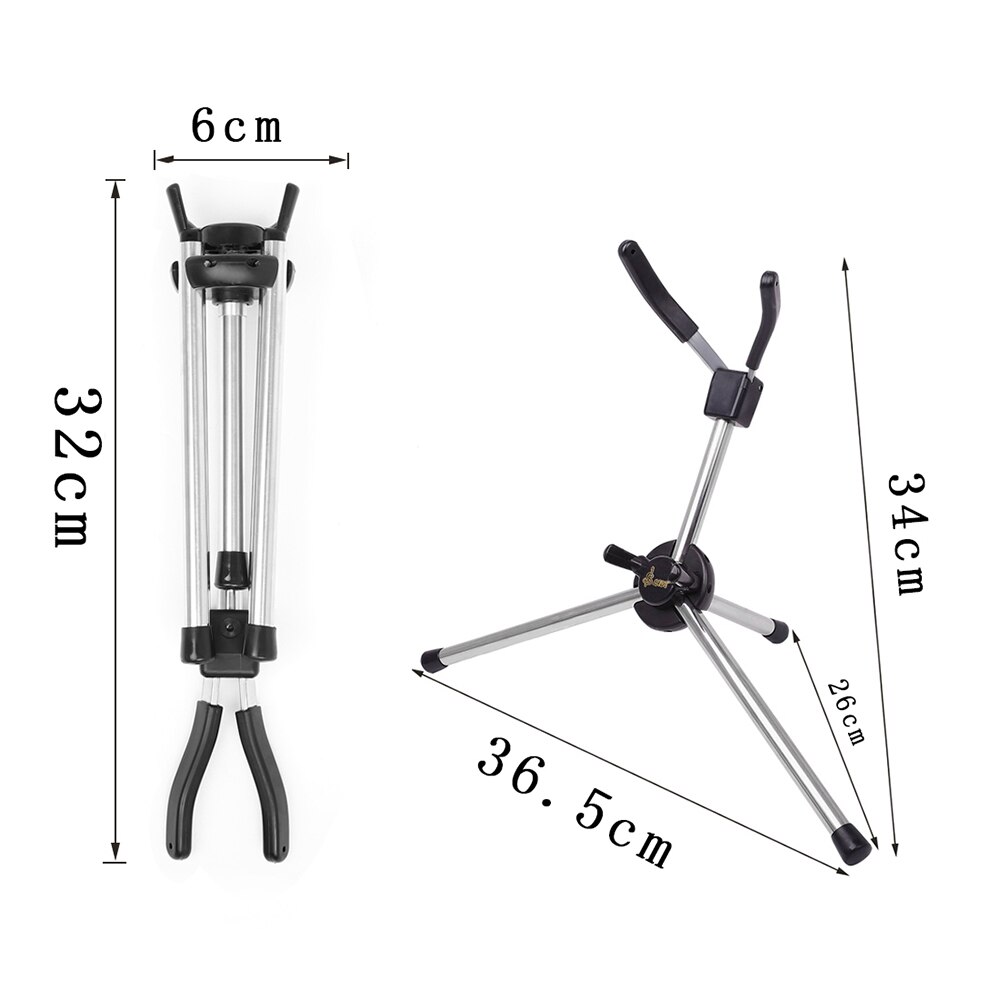 Foldable Alto Tenor Sax Saxophone Stand Support Adjustable Triple-cornered Base Bracket Musical Instrument Holder