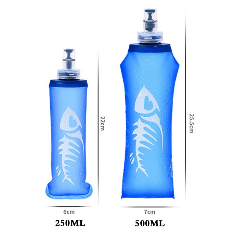 250/500 ML Wasser Tasche Sport TPU Faltbare Klapp Weiche Glaskolben Wasser Flasche Tasse Wasserkocher Trink Pack blasiert Wasser Reservoir