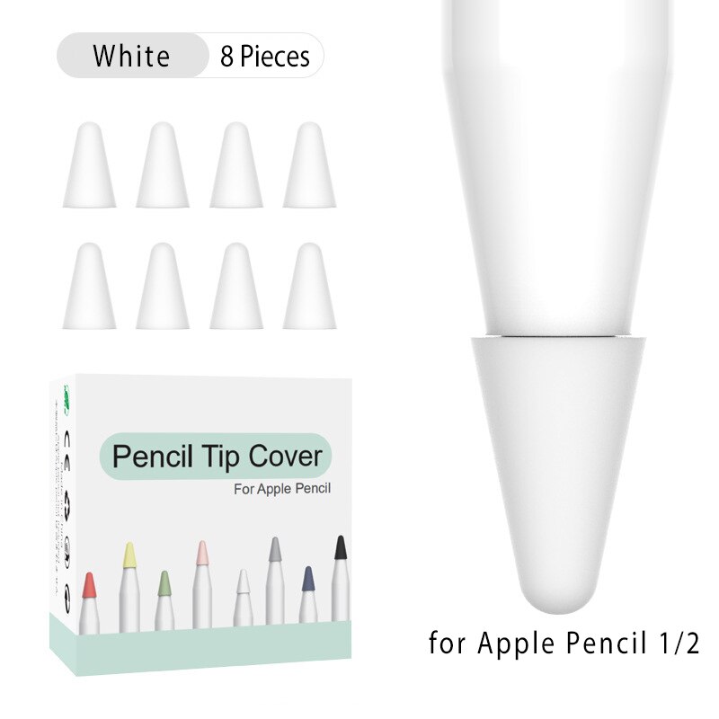 Funda protectora para lápiz Apple 1 2st, 8 Uds., punta de lápiz Stylus, carcasa protectora de silicona para lápiz Apple 2: white-8Pieces