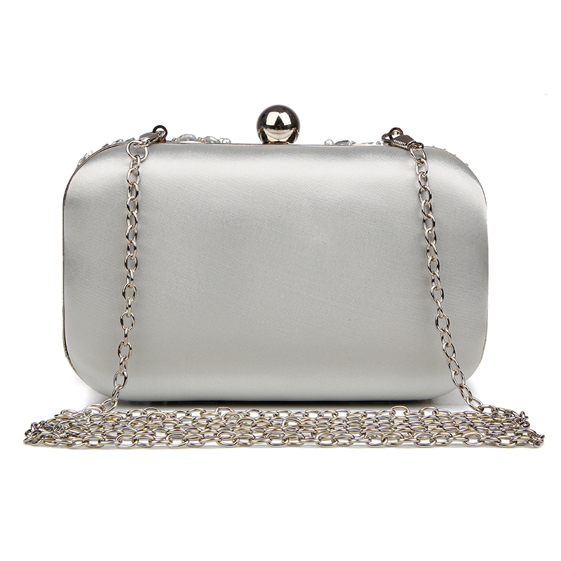 Silver Clutch Purse Glitter Women Beaded Clutch Evening Bags With Chains Handbag Wedding Party Bag Banquet pochette femme w611