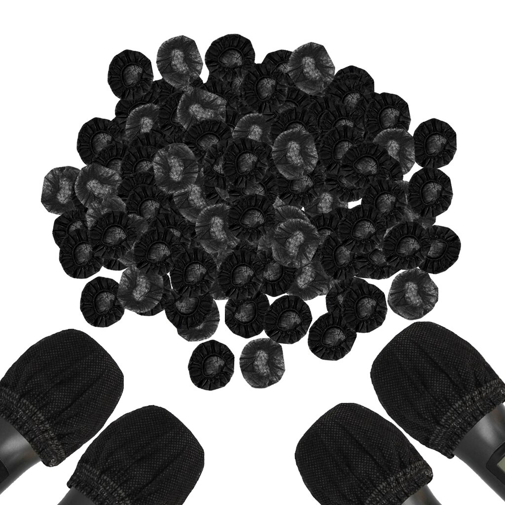 Disposable Microphone Sanitary Windscreen, 200 Pcs Clean, No-Odor Mic Covers Perfect Replacement for Most Handheld Microphones: Black