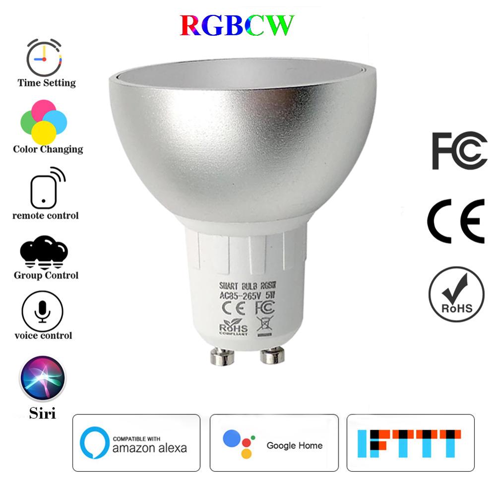 GU10 Smart Led-lampen Smart LED WiFi Lampen Dimbare Spot Light Lamp Daglicht Lamp RGBCW Compatibel met Alexa/Google home/IFTTT