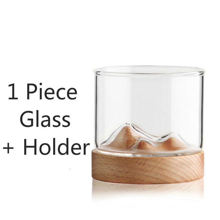 Whiskyglas met houten houder japanse stijl rum likeur bier wijnglas persoonlijkheid berg proeverij vaso: 1 stuk glas 1