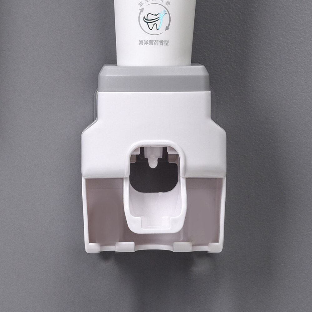 Automatic Toothpaste Dispenser Wall Mount Toothbrush Holder Bathroom Accessories Set Squeezer for Toothpaste Dispenser: Type A--Gray
