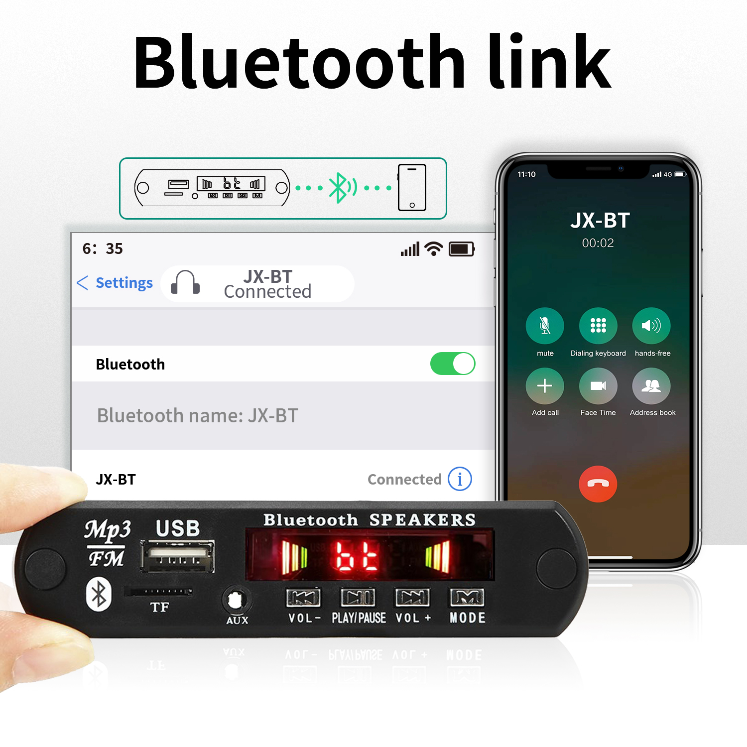 12V Bluetooth 5.0 Odtwarzacz MP3 Bezprzewodowa płyta dekodera Przełączanie folderów USB TF FM Radio Moduł wywołania Zestaw samochodowy do głośnika