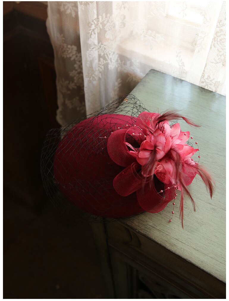mujer boda sombrero flor negro para de novia velo pelo con peine perla con cuentas para novia sombreros y fascinadores