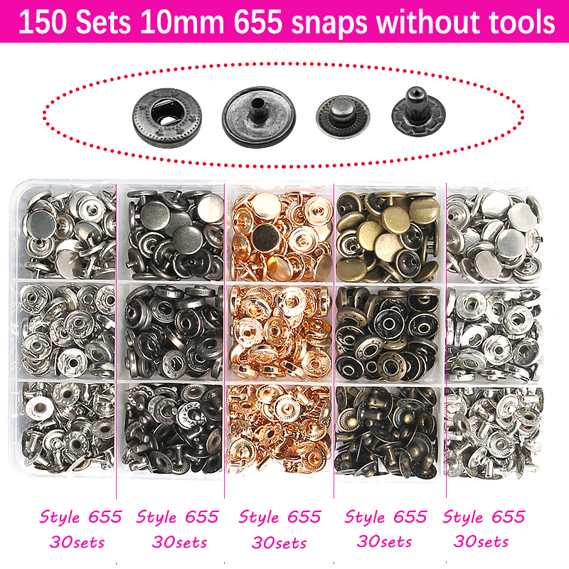24-150set/box Metal Snap Fasteners Button Stainless Steel 633# Snap Buttons Sewing Accessories for Clothing Jacket Leather Craft: Laser Bright
