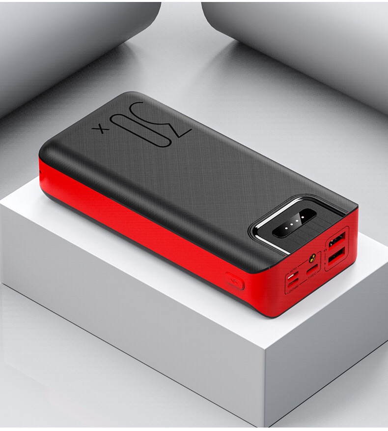 Energie Bank 50000mAh Rollenmaschinenlinie Typc Mikro USB QC Schnelle Aufladen Energie LED-anzeige Tragbare Externe Batterie Ladegerät Für telefon Tablette: Rot