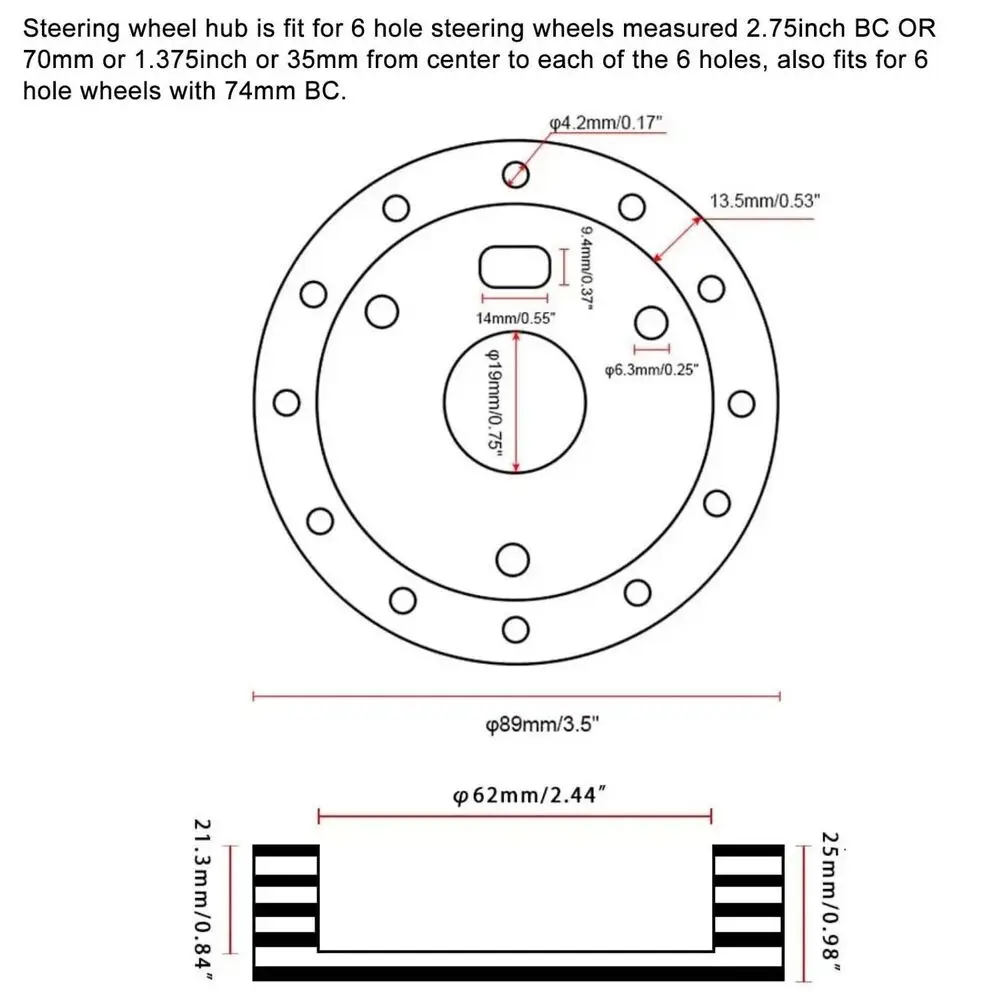 Adattatore mozzo volante da 0,5" 1" 70 mm 5/6 fori per distanziatore di conversione concedere a 3 fori