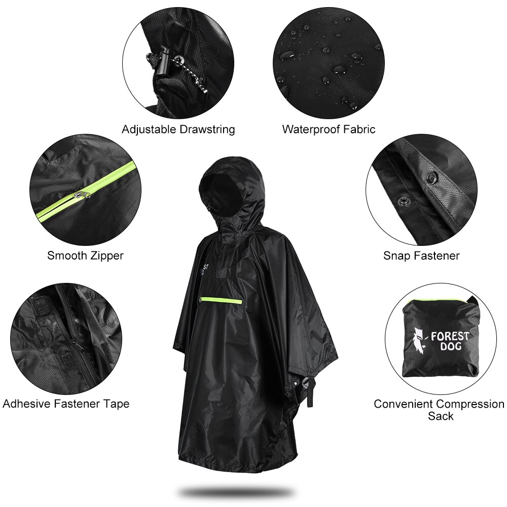 Men Women Raincoat Waterproof Rainwear Rain Cover Rain Coat Hood Cycling with Reflector Rainproof Poncho with Reflective Strip