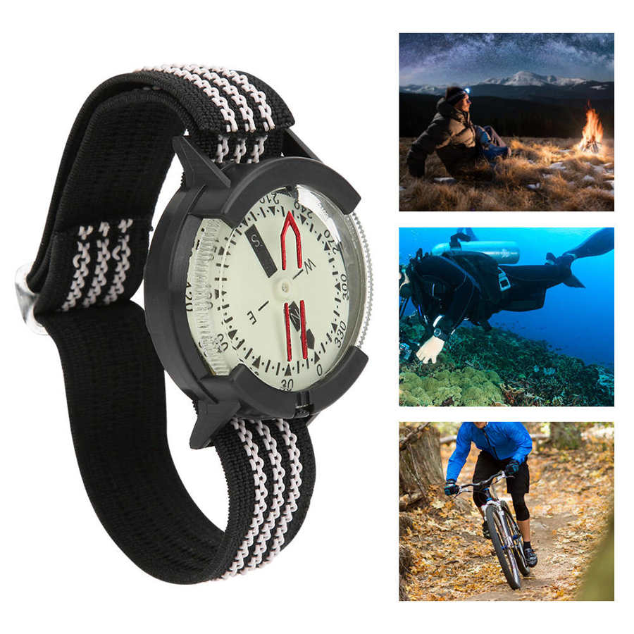 Outdoor Camping Kompas Horloge Waterdicht Kompas Lichtgevende Verstelbare Dial Horloge Duiken Onderwater Kompas