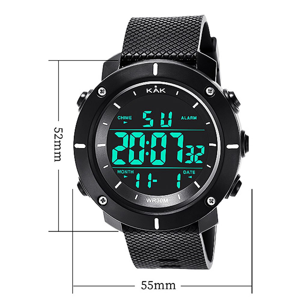 KAK Outdoor Men Sports Watches Waterproof Luminous Time Date Stopwatch LED Digital Wrist Watch