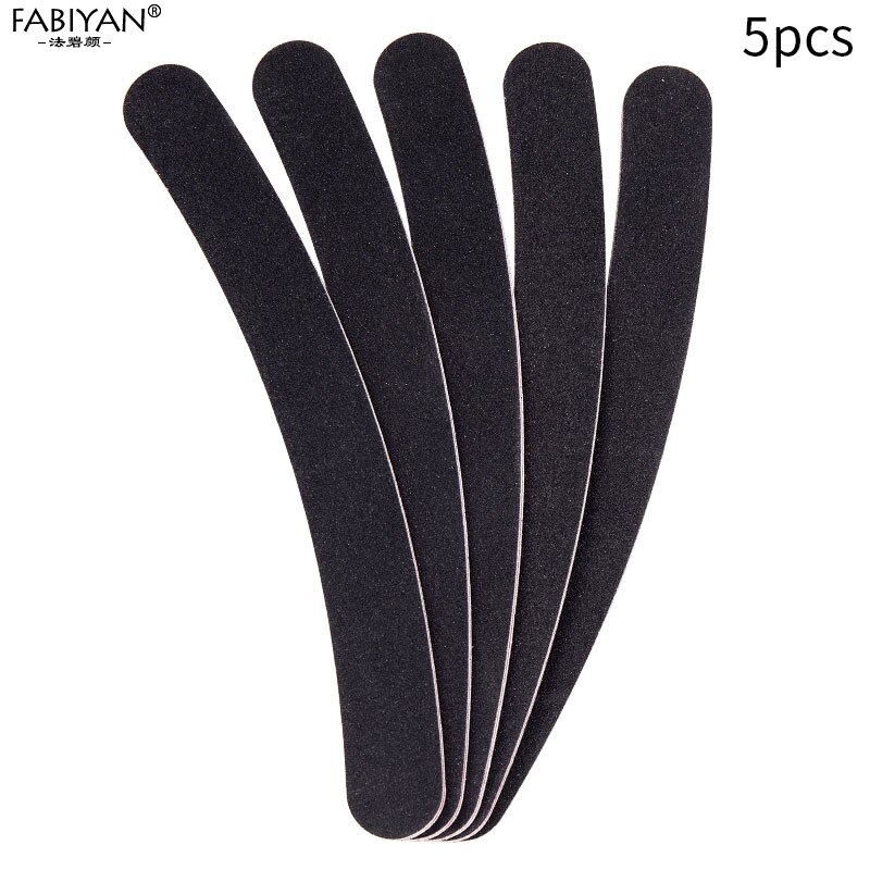 5Pcs/10 Stks/partij Nagelvijl Schuren Buffer Schuurpapier Uv Gel Polijstmachine Black Double Side Slijpen Polijsten Manicure Pedicure tool: 5pcs Curved