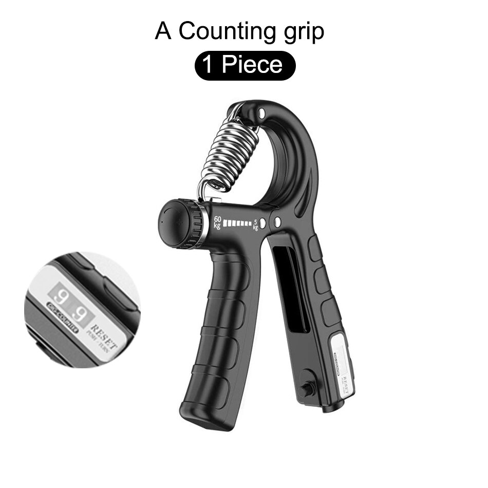 Worthdefence 5-60Kg Adjustable Hand Grip Men Countable Finger Strengther Heavy Exerciser Home Fitness Muscle Recovery Gripper: Coutable Black