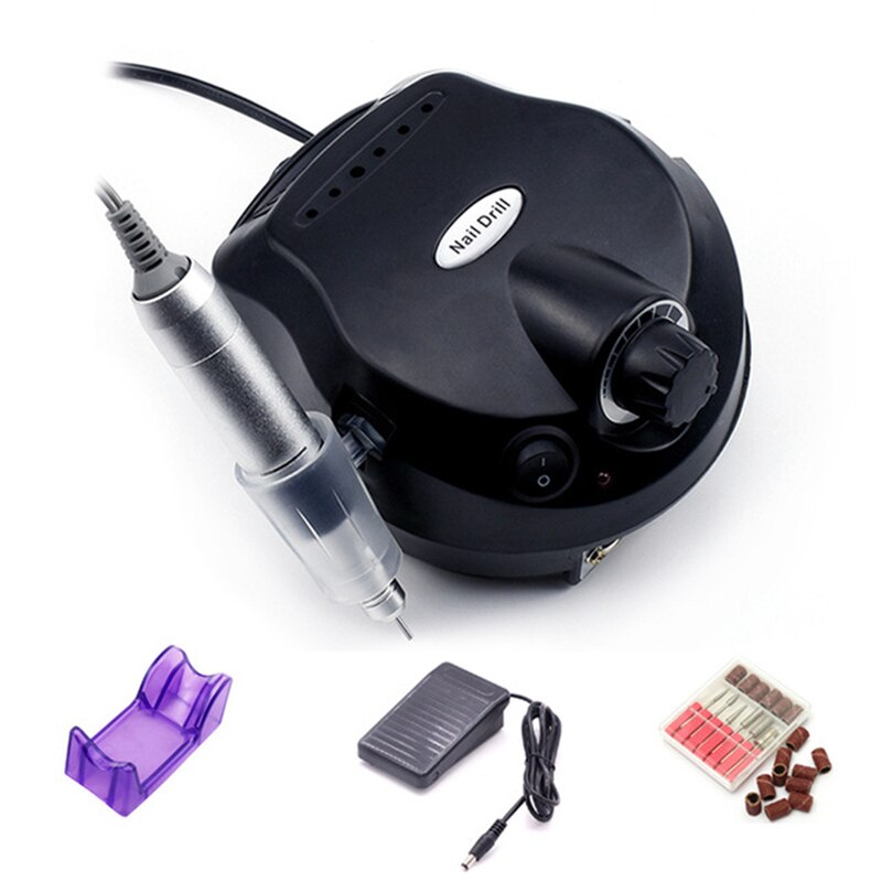 Koskoe Salon Elektrische Nail Boor Machine Apparatuur Set 30000Rpm Nagels Bestand Slijpen Pedicure Nail Art Gereedschap Acryl Gel: 35000rmp Black / EU