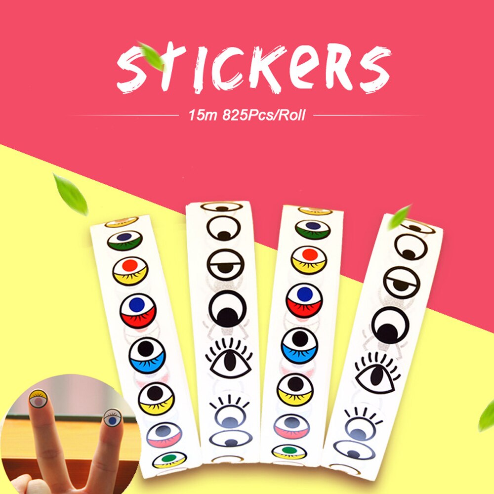 825Pcs 15m Stickers For Children DIY Eyes Adhesive Paper Adhesive Tape Kindergarten Handmade Color Eyeballs