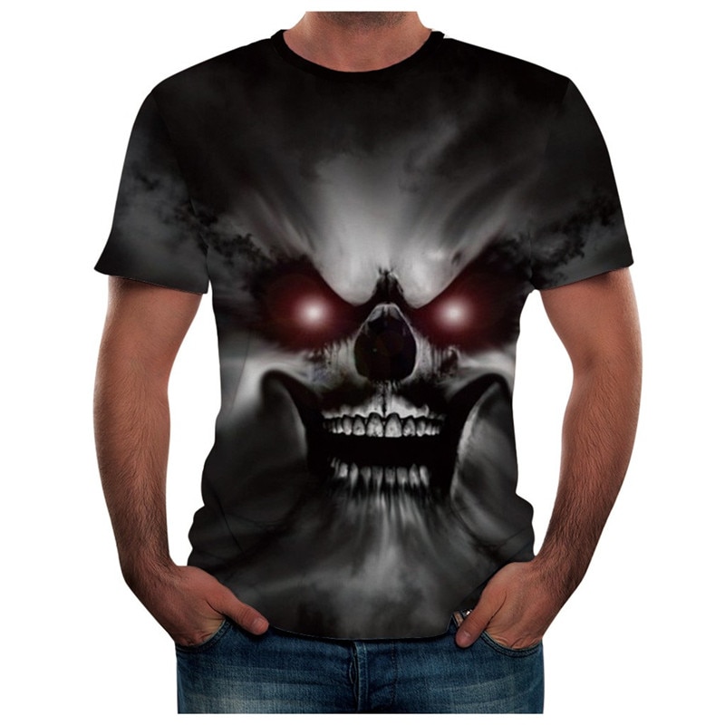 Skull T-shirt Men Summer Full 3D Printed T Shirt Plus Size S-3XL Cool Printing Top Blouse mens clothing camiseta masculina