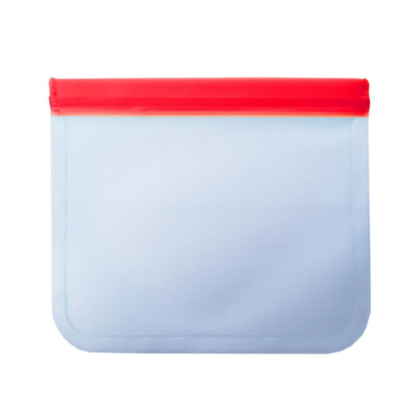 Translucent Food Storage Bag Reusable Freezer Bag PEVA Ziplock Silicone Bag Leakproof Top Kitchen Organizer: Red