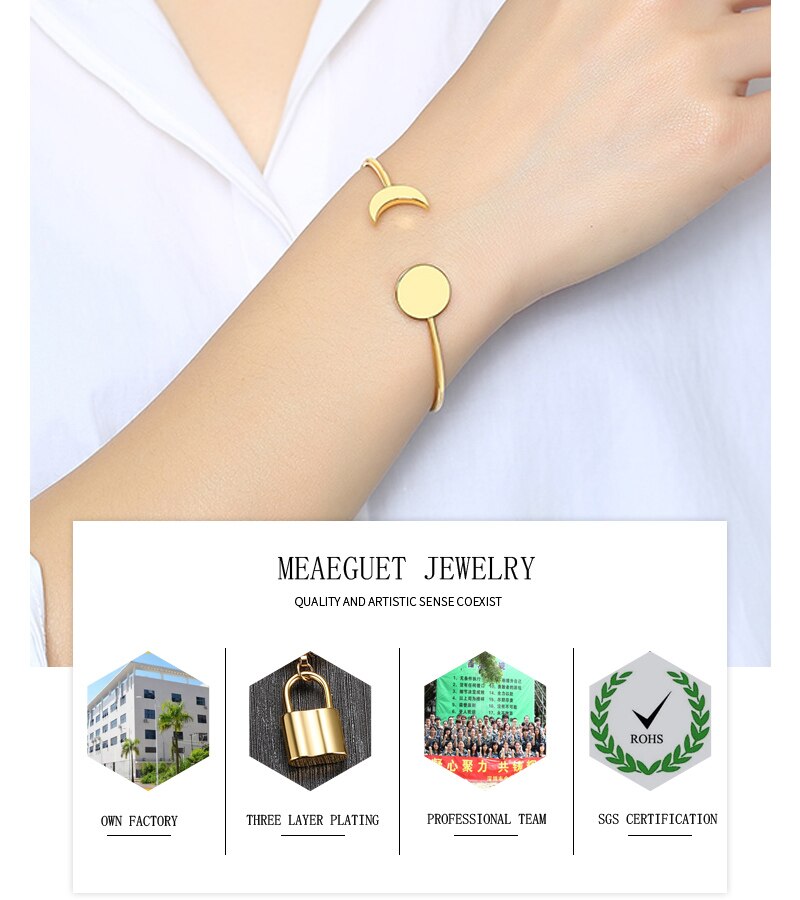 Minimalista o sol amd lua ouro pulseira manguito para mulheres presentes mãe não se desvanece