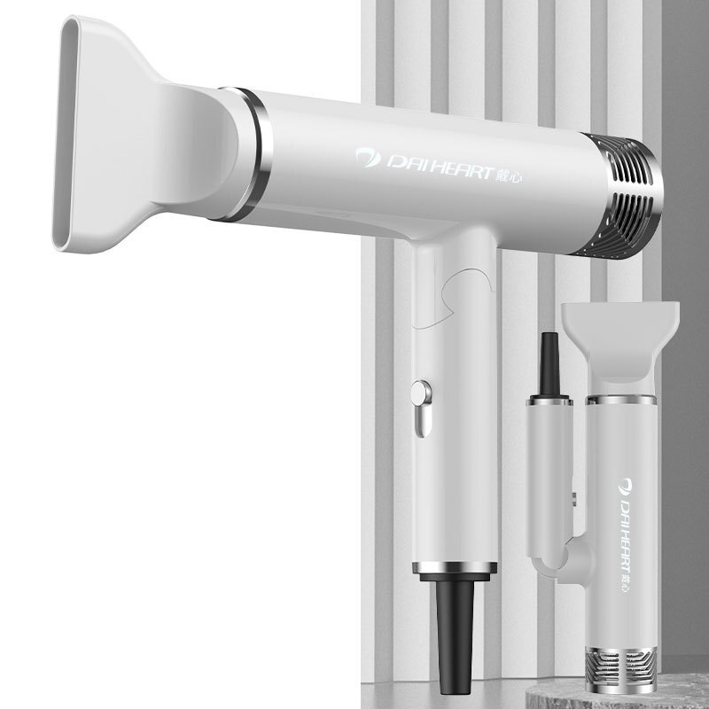 Sèche-cheveux pliable 110V-220V, 1800W, Ion négatif, léger, silencieux, Style: White