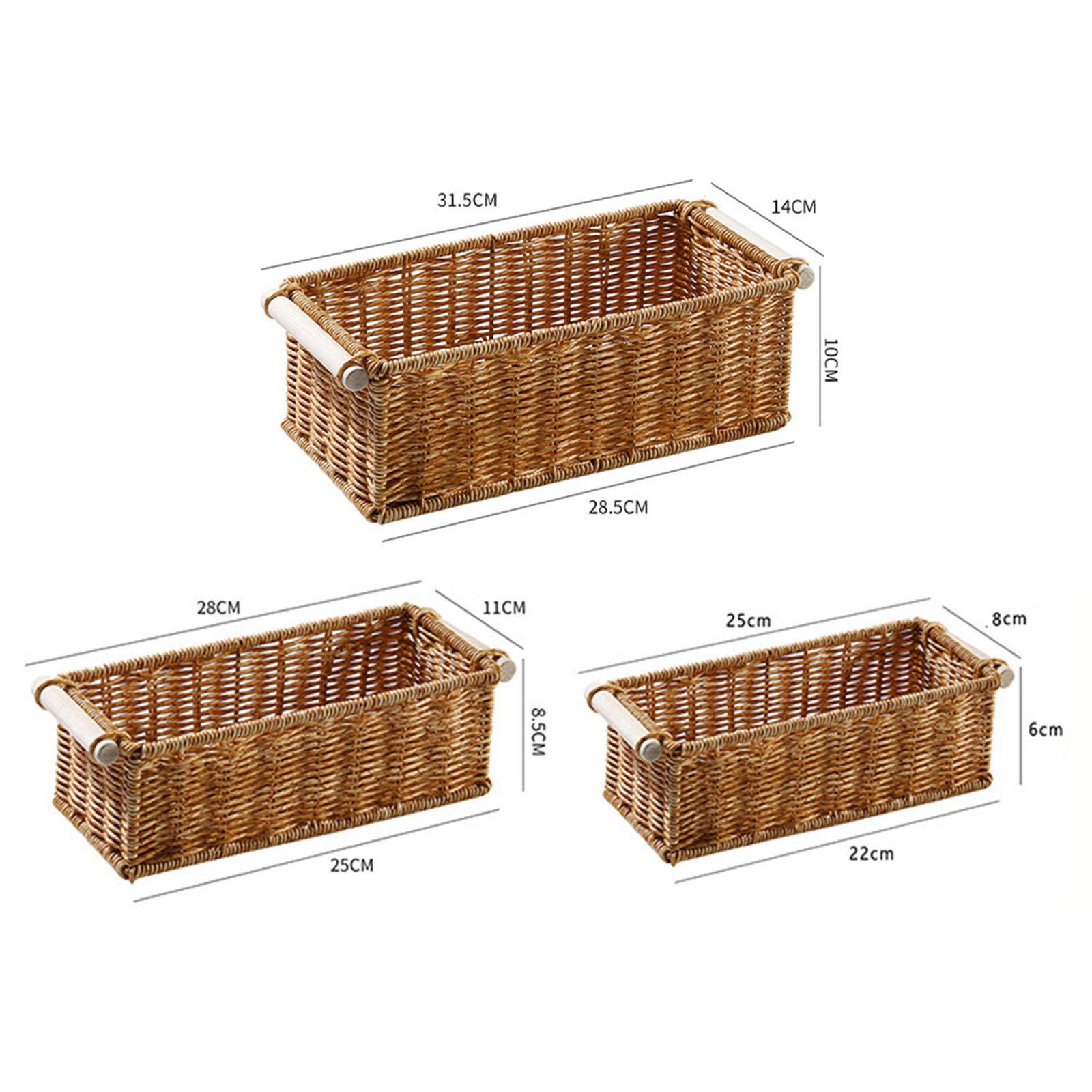 Cestas de ratán de imitación para organizar cestas tejidas largas y estrechas rectangulares para Bar, baño, dormitorio, mesa de centro