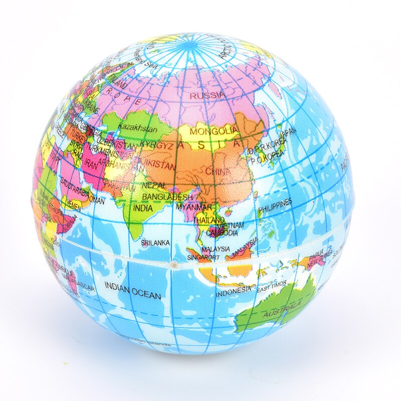 1Pc Geography Map Teaching Hand Squeeze Ball Funny Soft Earth World Map Globe Foam Stress Relief Bouncy Ball Patry Supplies