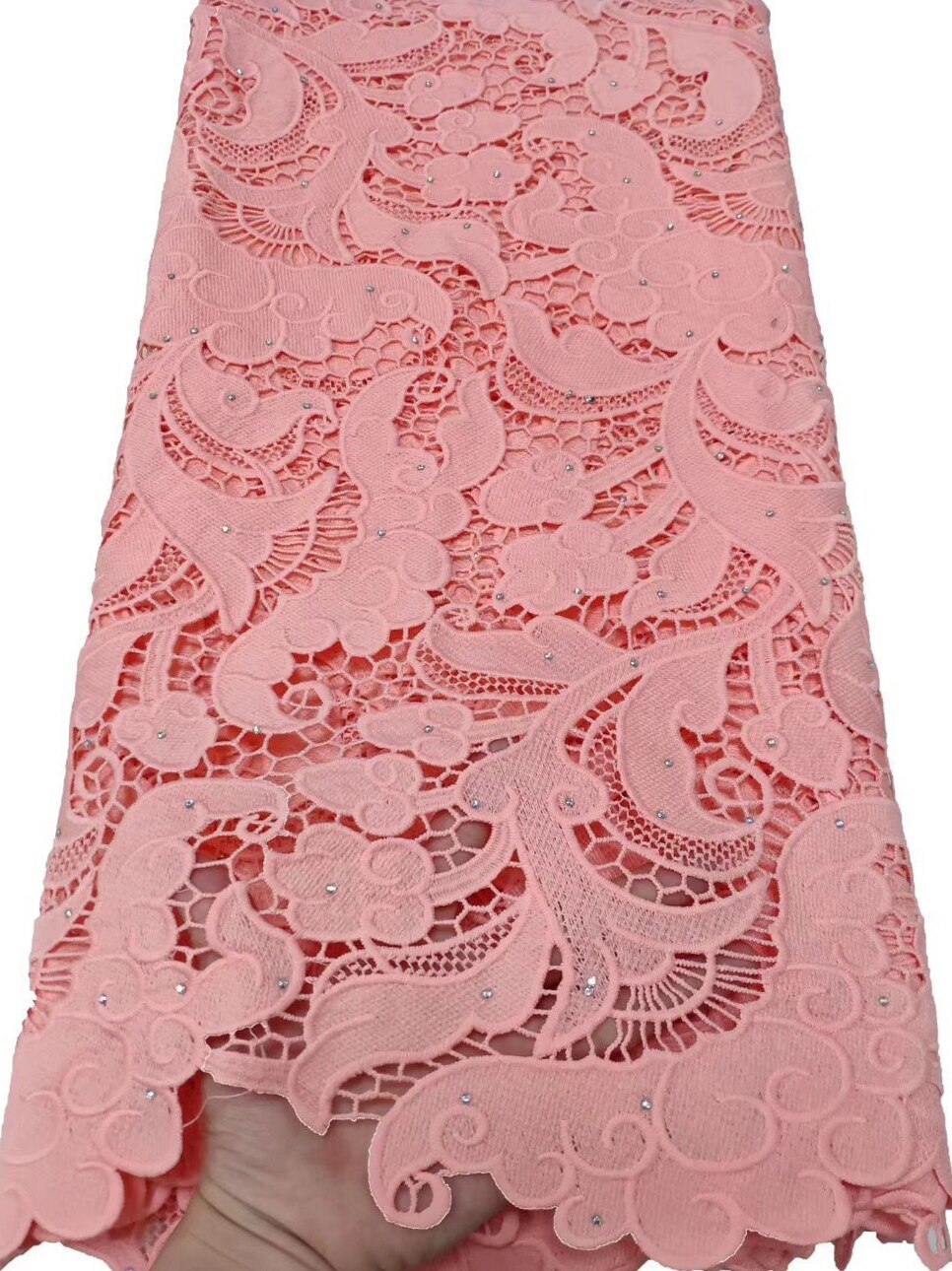 Afrikaanse Koord Kant Stof, chemische Kant Water Oplosbare Guipure Kant Stof Voor Bruiloft Puur Wit YTB86: AS PIC8