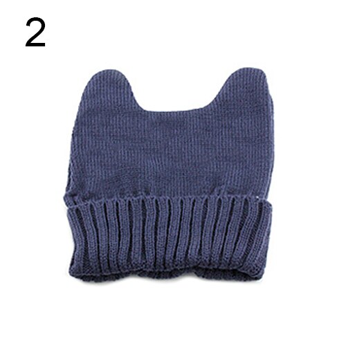 Vrouwen Girl Warm Winter Cat Ear Shape Gebreide Zachte Leuke Hoed Elastische Beanie Cap