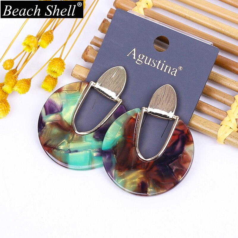 Acetate earrings acrylic bohemian resin jewelry statement geometric women korean dangle trendy summer gold cc