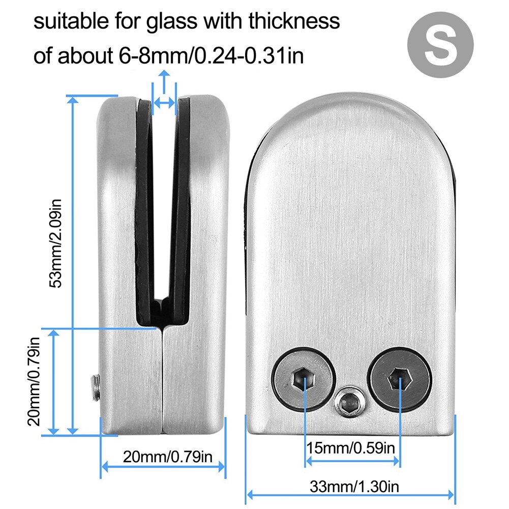 Stainless Steel Glass Clamps Adjustable Glass Bracket Clip For Balustrade Staircase Handrail