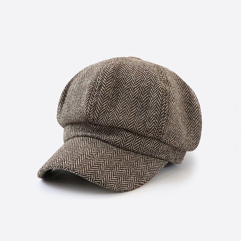 Béret pour hommes et femmes, chapeau octogonal, plat, rétro, printemps, hiver, accessoire d&#39;extérieur de peintre: Coffee