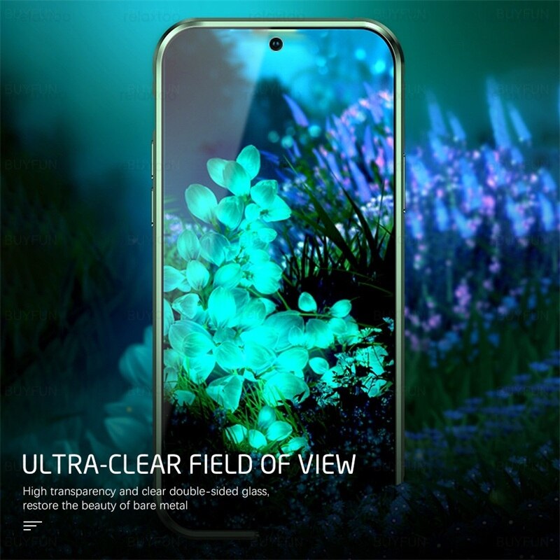 Samung S22 Ultra 360 ° dwustronne szkło hartowane Matel zderzak pełna osłona ochronna do Samsung Galaxy S22 Ultra Magnet Flip Coque