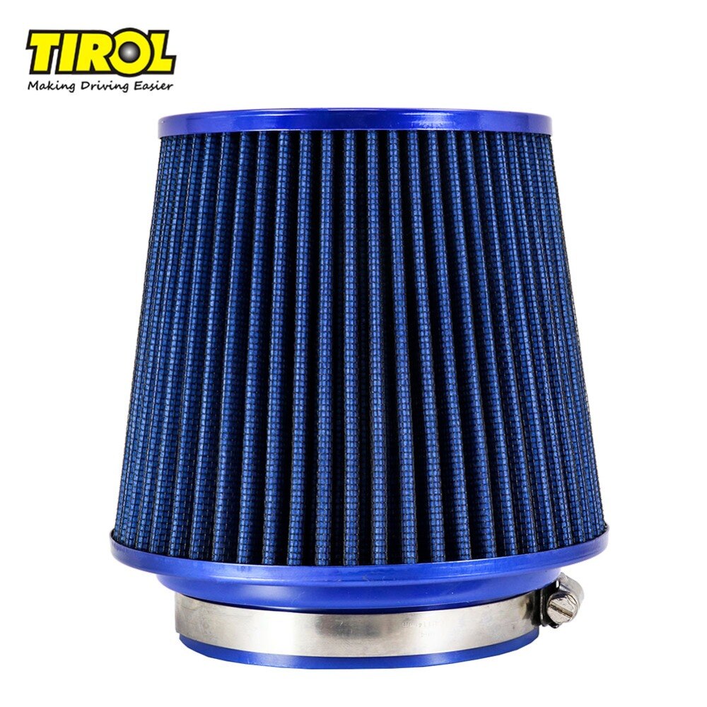 TIROL T10176b Round Tapered Universal Auto Cold Air Intake/ 3" 76-88-101mm Air Filter (Blue)