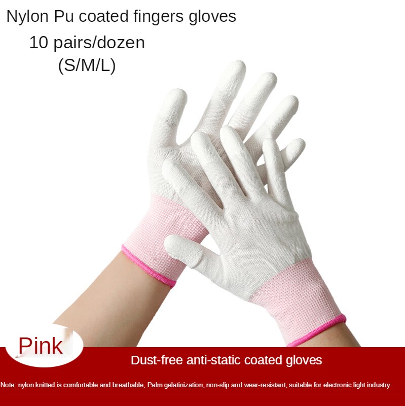 10 pares de guantes de trabajo de revestimiento de seguridad de nitrilo PU guantes con palma revestida guantes de trabajo mecánicos tienen certificado CE EN388: Finger Coated / M
