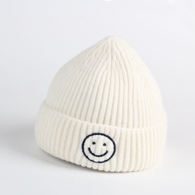 Embroidered Smile Hat Toddler Children Hats For Boys Girls Knitted Infant Baby Winter Thick Kids Cute Hat 0-6Y