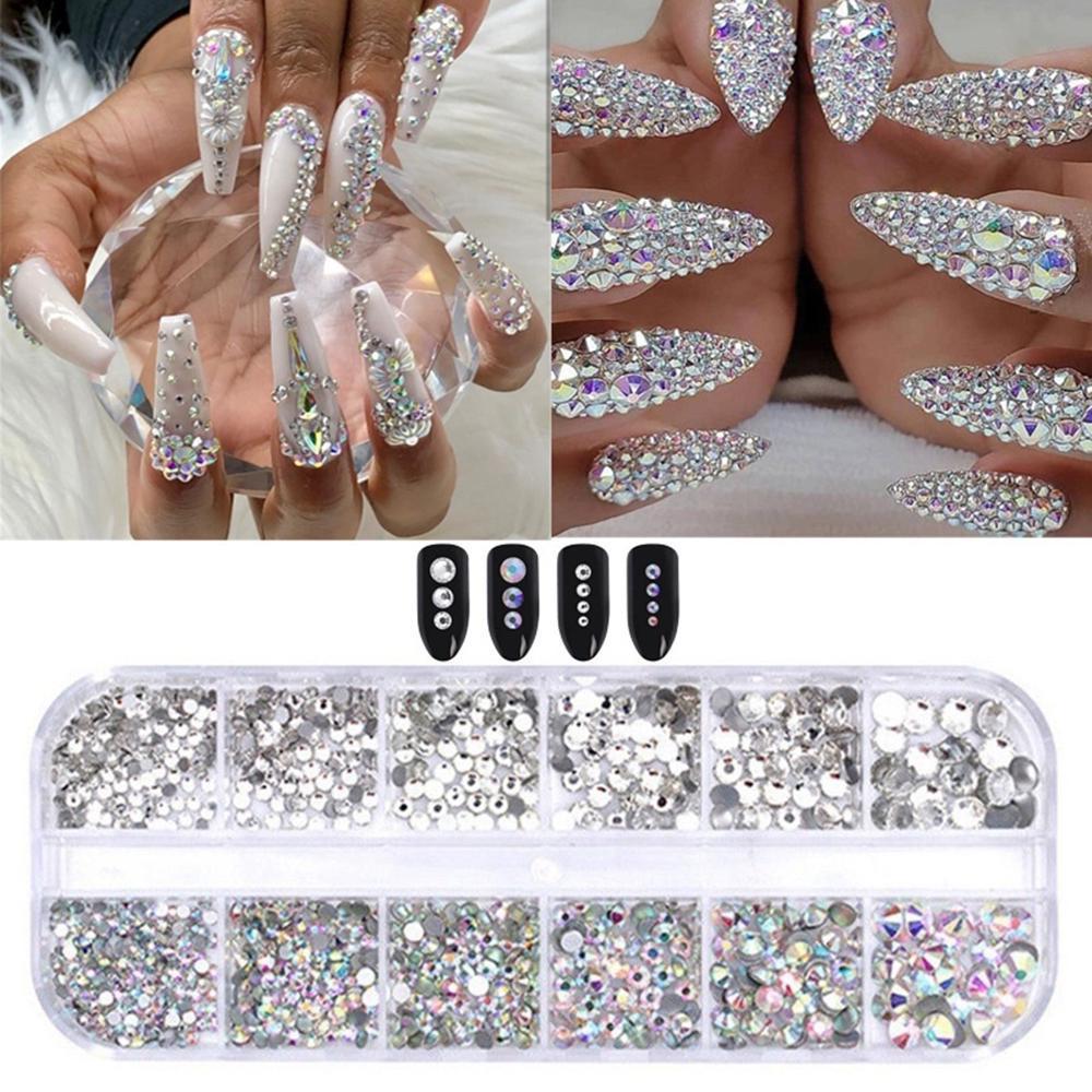 1 Box Crystal Rhinestone 3D Glitter Glass Gems Nail Art Decor nail art decorations