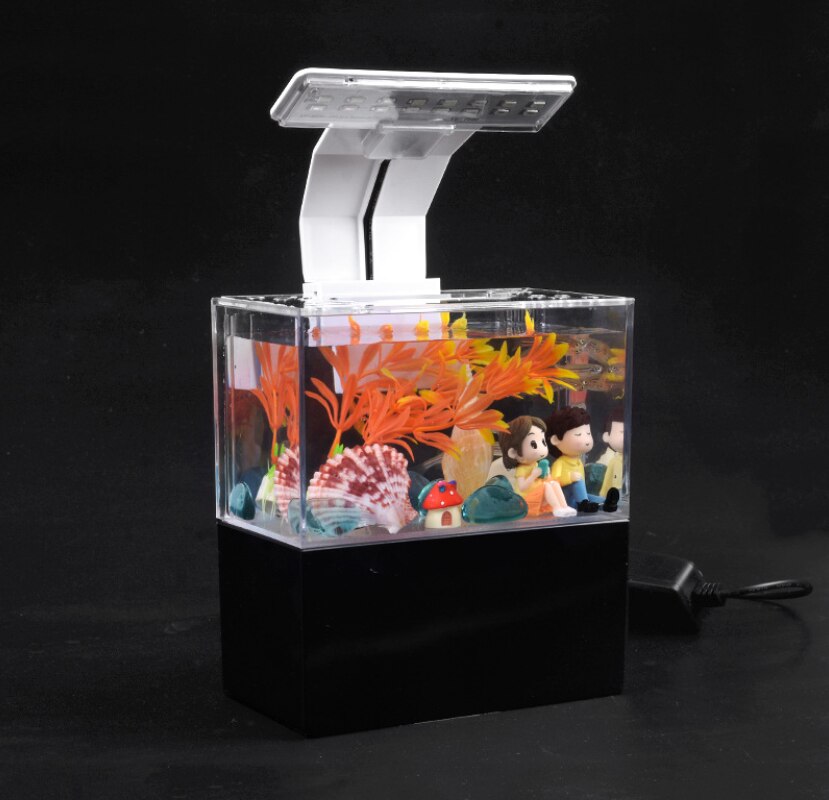 Fish tank landscaping small desktop mini office fish fighting micro landscape self circulation ecological fish tank