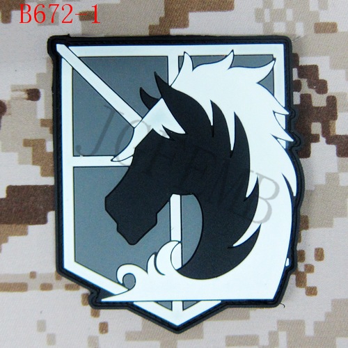 Cartoon Versie Zwarte Achtergrond Kleur Aanval Op Titan Corps 3D Pvc Patch