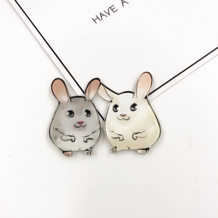 1Pcs Leuke Hond Cartoon Mode Broche Acryl Badge Kat Icoon Badge Pin Voor Kids Party Decoratie op Zak Kleding: WHITE