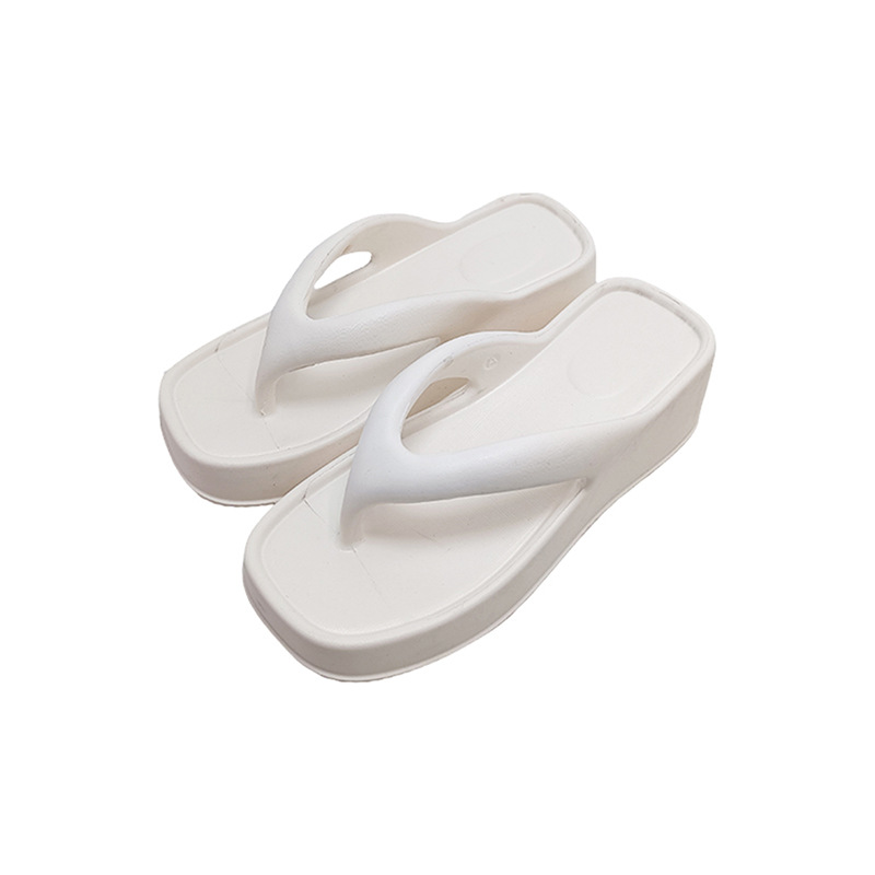 EVA Slippers Women Thick Sole Slope Sandals Adult Heel 7cm Thick Bottom Beach Shoes Ladies Flip Flops: black / 36